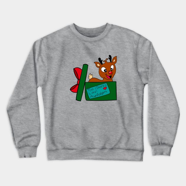 Too Santa, Luv Rudolph Crewneck Sweatshirt by DitzyDonutsDesigns